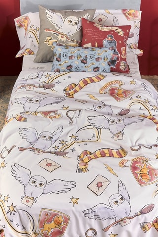 Housse de couette  Harry Potter en coton - 175 fils/cm²  - Blanc, doré et rouge