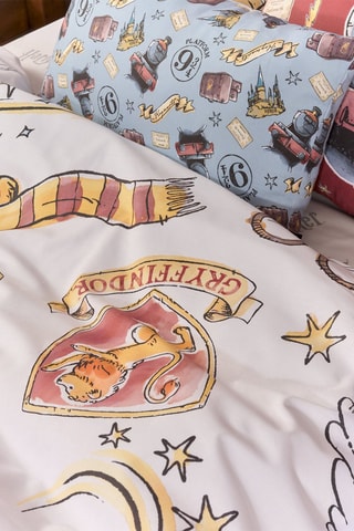 Housse de couette  Harry Potter en coton - 175 fils/cm²  - Blanc, doré et rouge