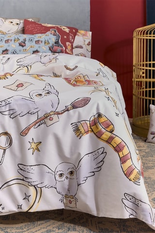 Housse de couette  Harry Potter en coton - 175 fils/cm²  - Blanc, doré et rouge