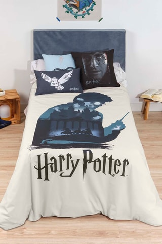 Housse de couette Harry Potter en coton - 175 fils/cm² - Blanc et bleu
