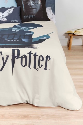 Housse de couette Harry Potter en coton - 175 fils/cm² - Blanc et bleu