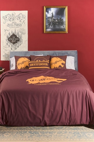Katoenen Dekbedovertrek Griffoendor Harry Potter - 175 Draad/cm² - Bordeauxrood en goudkleurig