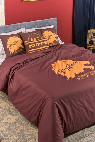 Katoenen Dekbedovertrek Griffoendor Harry Potter - 175 Draad/cm² - Bordeauxrood en goudkleurig