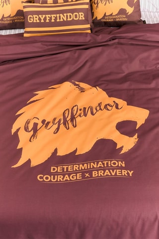Katoenen Dekbedovertrek Griffoendor Harry Potter - 175 Draad/cm² - Bordeauxrood en goudkleurig