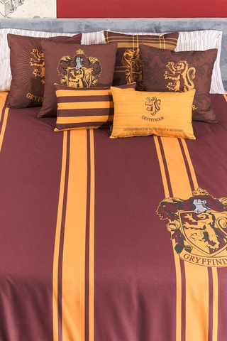 Katoenen Dekbedovertrek Griffoendor Harry Potter - 175 Draad/cm² - Bordeauxrood en goudkleurig