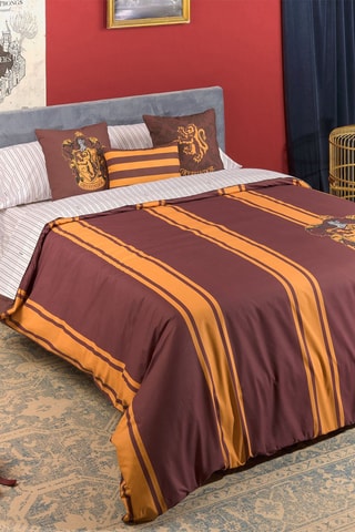 Katoenen Dekbedovertrek Griffoendor Harry Potter - 175 Draad/cm² - Bordeauxrood en goudkleurig