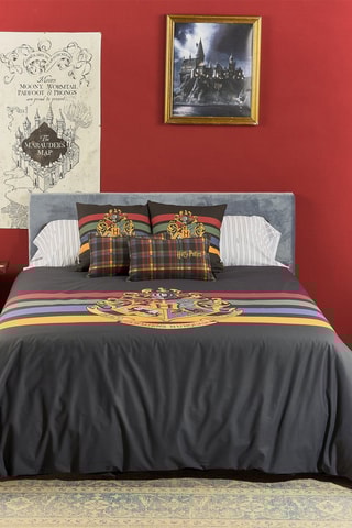 Katoenen Dekbedovertrek Harry Potter - 175 Draad/cm² - Grijs, rood en geel