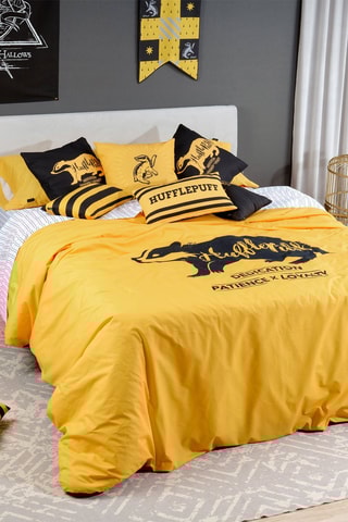Katoenen Dekbedovertrek Huffelpuf Harry Potter - 175 Draad/cm² - Geel en zwart