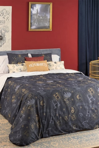 Katoenen Dekbedovertrek Harry Potter - 175 Draad/cm² - Zwart en grijs