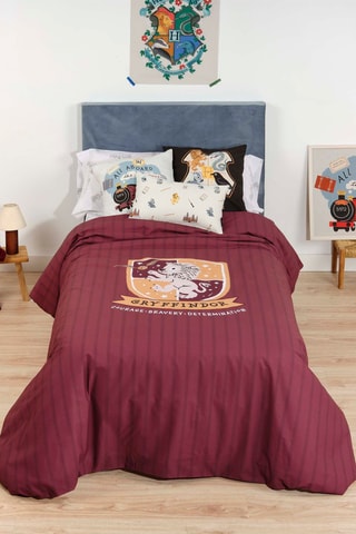 Katoenen Dekbedovertrek Griffoendor Harry Potter - 175 Draad/cm² - Bordeauxrood en goudkleurig