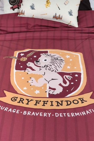 Katoenen Dekbedovertrek Griffoendor Harry Potter - 175 Draad/cm² - Bordeauxrood en goudkleurig