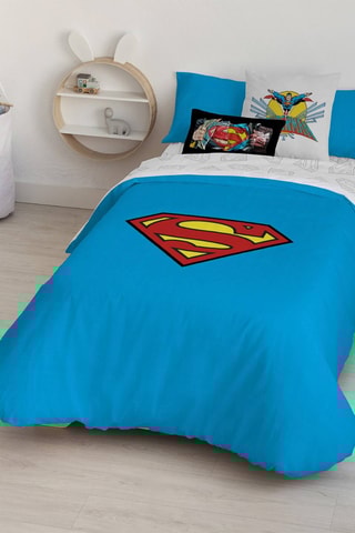 Housse de couette Superman La Ligue des Justiciers DC Comics - Bleu ciel et rouge