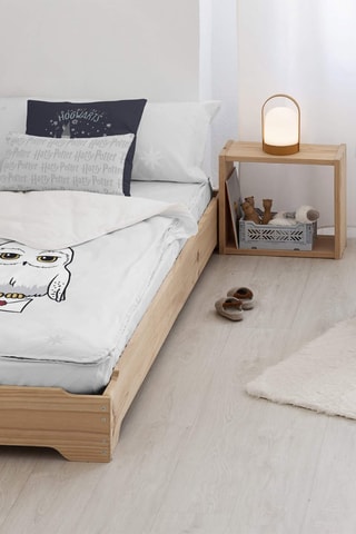 Dekbedovertrek en Hoeslaken 2-in-1 Hedwig Harry Potter - Lichtgrijs en Wit