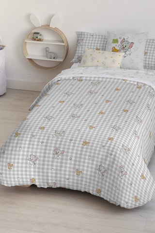 Housse de couette Tom et Jerry - Gris et blanc
