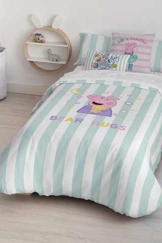 Housse de couette Peppa Pig - Turquoise et blanc