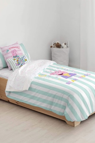 Housse de couette Peppa Pig - Turquoise et blanc