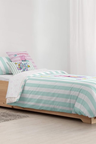 Housse de couette Peppa Pig - Turquoise et blanc