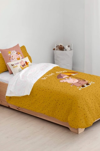 Housse de couette Peppa Pig - Jaune moutarde et rose