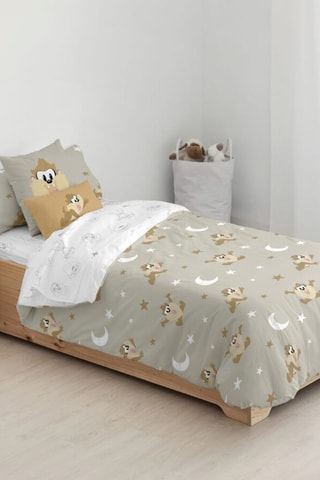 Housse de couette Taz Looney Tunes - Taupe et blanc