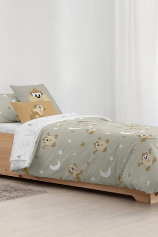 Housse de couette Taz Looney Tunes - Taupe et blanc