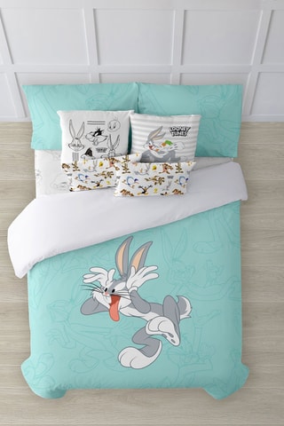Housse de couette Bugs Bunny Looney Tunes - Turquoise et gris