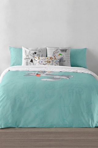 Housse de couette Bugs Bunny Looney Tunes - Turquoise et gris