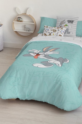 Housse de couette Bugs Bunny Looney Tunes - Turquoise et gris