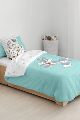 Housse de couette Bugs Bunny Looney Tunes - Turquoise et gris