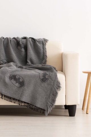 Plaid Batman La Ligue des Justiciers DC Comics - 230 x 270 cm - Gris et noir