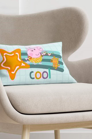 Housse de coussin Peppa Pig - Turquoise et orange