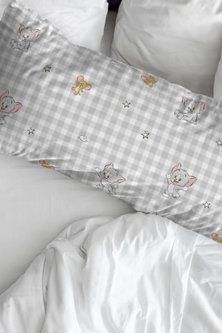 Taie d'oreiller en coton 175 fils/cm² Tom et Jerry - Gris