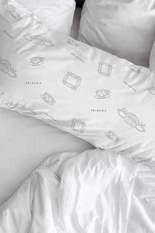 Taie d'oreiller en coton 69 fils/cm² Friends - Blanc