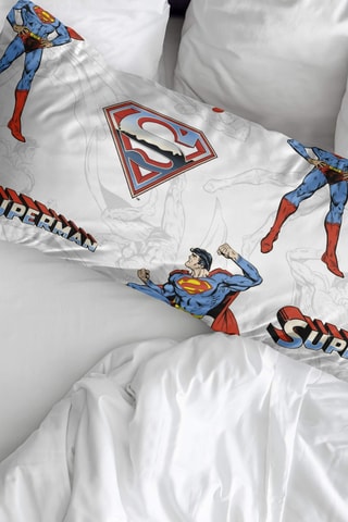 Taie d'oreiller en coton 69 fils/cm² Superman La Ligue des Justiciers DC Comics - Blanc