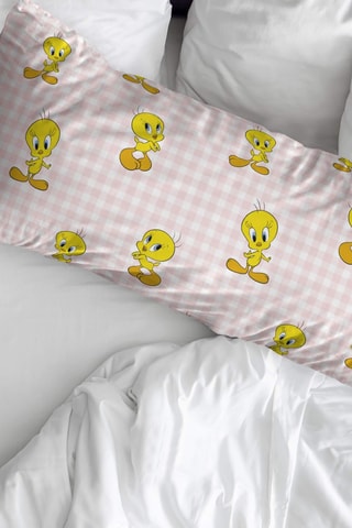 Taie d'oreiller en coton 69 fils/cm² Tweety Tom et Jerry - Rose