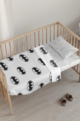 Parure de draps en coton 69 fils/cm² Batman Basic La Ligue des Justiciers DC Comics - Blanc