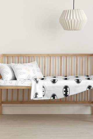 Parure de draps en coton 69 fils/cm² Batman Basic La Ligue des Justiciers DC Comics - Blanc