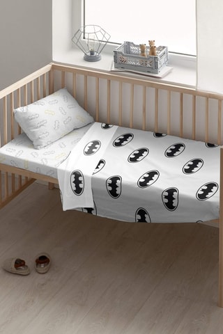 Parure de draps en coton 69 fils/cm² Batman Basic La Ligue des Justiciers DC Comics - Blanc