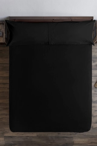 Katoenen Hoeslaken 69 Draad/cm² - Zwart