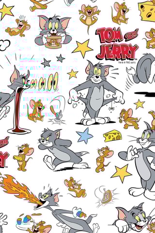 Nappe antitache Tom et Jerry - Blanc