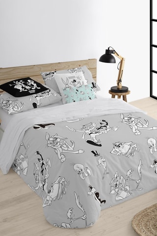 Housse de couette en coton 69 fils/cm²  Looney Tunes - Blanc