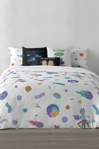 Housse de couette réversible en coton 69 fils/cm² Wabba Labba Rick et Morty -  Blanc