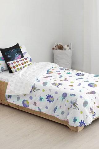 Housse de couette réversible en coton 69 fils/cm² Wabba Labba Rick et Morty -  Blanc