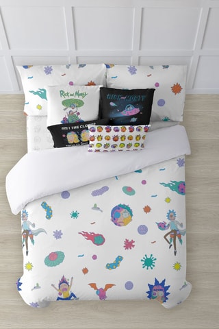 Housse de couette réversible en coton 69 fils/cm² Wabba Labba Rick et Morty -  Blanc