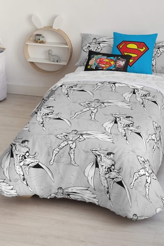 Housse de couette Superman en coton 69 fils/cm² La Ligue des Justiciers DC Comics - Gris