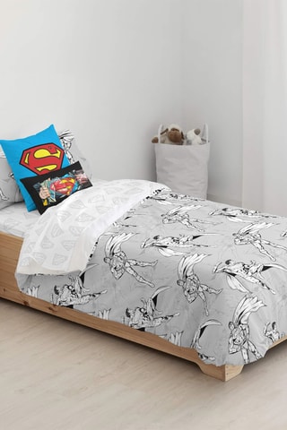 Housse de couette Superman en coton 69 fils/cm² La Ligue des Justiciers DC Comics - Gris