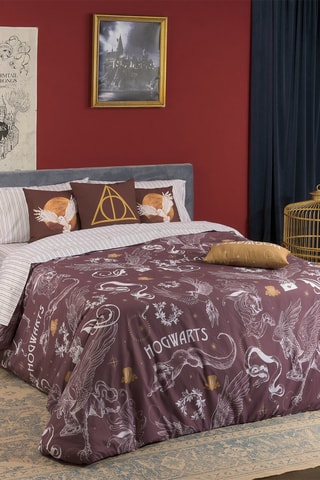 Housse de couette en coton 69 fils/cm² Creatures Harry Potter - Bordeaux