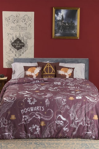 Housse de couette en coton 69 fils/cm² Creatures Harry Potter - Bordeaux