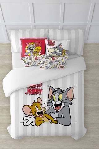Housse de couette en coton 69 fils/cm² Tom et Jerry - Gris