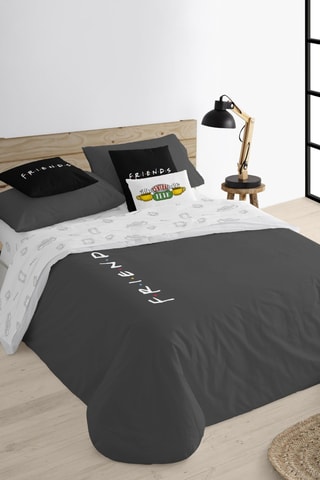 Housse de couette réversible en coton 69 fils/cm²  Friends - Anthracite