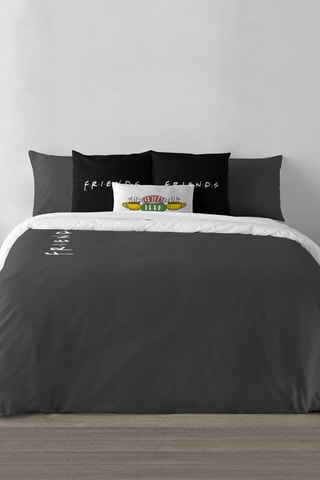 Housse de couette réversible en coton 69 fils/cm²  Friends - Anthracite